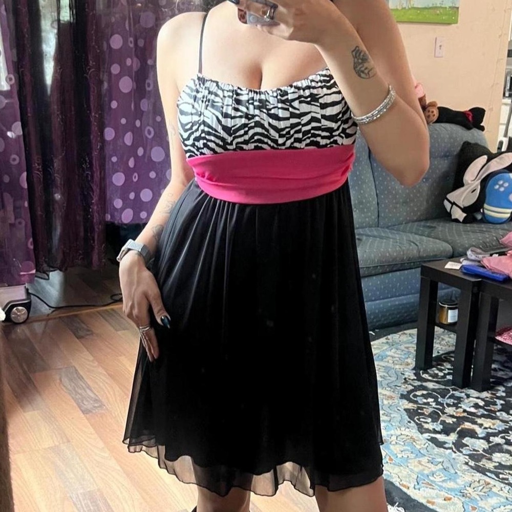 Ruby Rox Zebra Print Babydoll Mini Dress